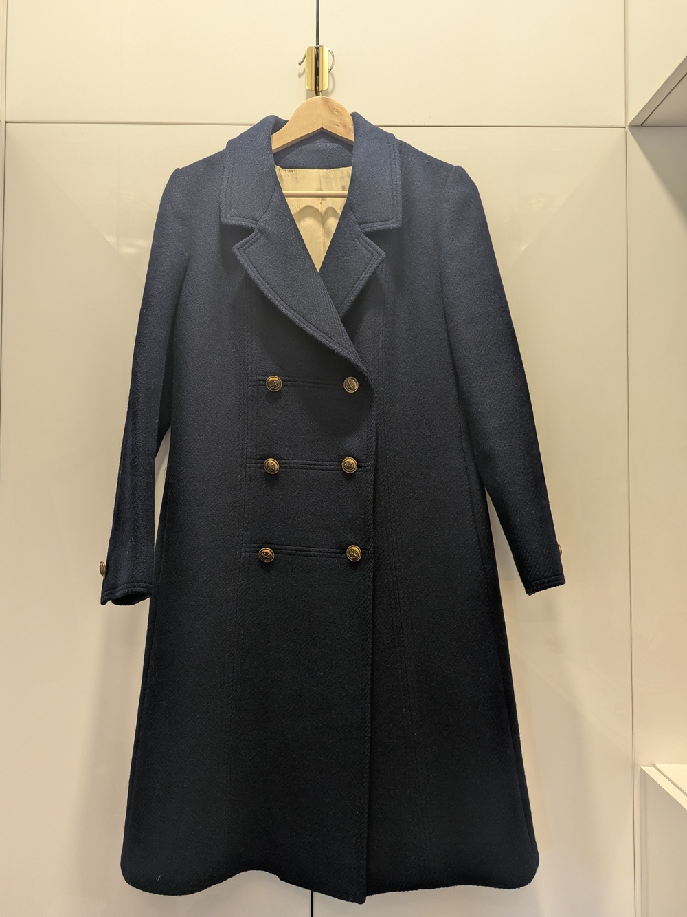Vintage Navy (Gold Anchor Buttons) Wool Double-Breasted Peacoat